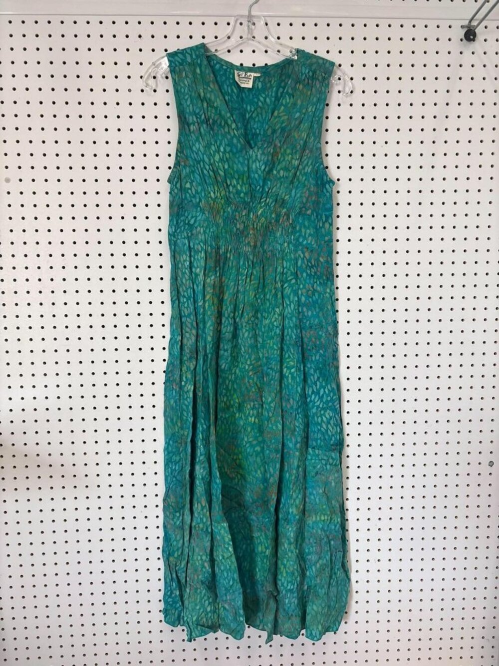 Go Fish Clothing & Jewelry Sleeveless Teal Green Maxi Dress With Subtle Abstract
